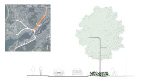 Arbetsskiss för kommande gestaltning för en del av Östermalmsgatan.
