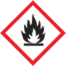 Farosymbol flamma, märket är en snedställd kvadrat med röd kant, och en svart eld mot vit bakgrund.
