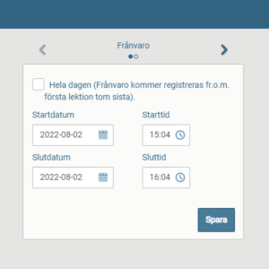 Fält där man fyller i frånvaro.