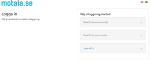 Sida där du kan välja inloggningsmetod.